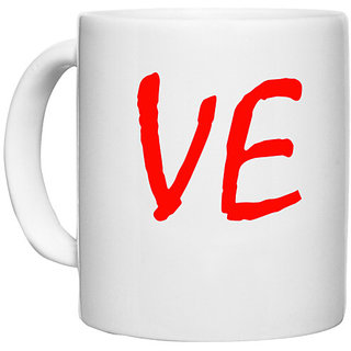                       UDNAG White Ceramic Coffee / Tea Mug 'Couple | Ve' Perfect for Gifting [330ml]                                              