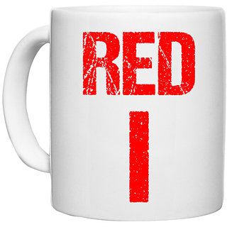                       UDNAG White Ceramic Coffee / Tea Mug 'Navratri | Red' Perfect for Gifting [330ml]                                              