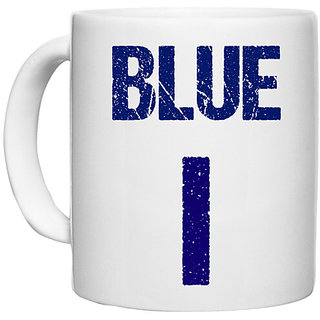                       UDNAG White Ceramic Coffee / Tea Mug 'Navratri | Blue' Perfect for Gifting [330ml]                                              