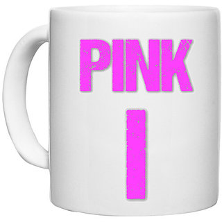                       UDNAG White Ceramic Coffee / Tea Mug 'Navratri | Pink' Perfect for Gifting [330ml]                                              