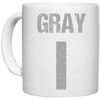                       UDNAG White Ceramic Coffee / Tea Mug 'Navratri | Gray' Perfect for Gifting [330ml]                                              