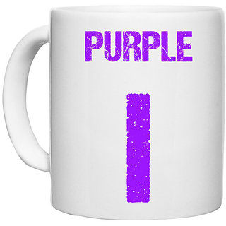                       UDNAG White Ceramic Coffee / Tea Mug 'Navratri | Purple' Perfect for Gifting [330ml]                                              