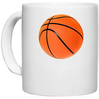                       UDNAG White Ceramic Coffee / Tea Mug 'Basketball' Perfect for Gifting [330ml]                                              