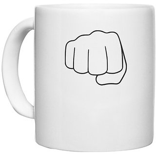                       UDNAG White Ceramic Coffee / Tea Mug 'fist bumb' Perfect for Gifting [330ml]                                              