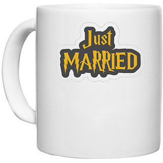                       UDNAG White Ceramic Coffee / Tea Mug 'Couple | Just Marriedd' Perfect for Gifting [330ml]                                              