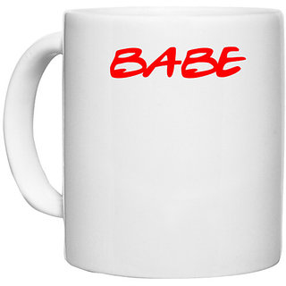                      UDNAG White Ceramic Coffee / Tea Mug 'Couple | Babe' Perfect for Gifting [330ml]                                              