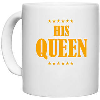                       UDNAG White Ceramic Coffee / Tea Mug 'Couple | The Queen' Perfect for Gifting [330ml]                                              