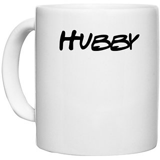                       UDNAG White Ceramic Coffee / Tea Mug 'Couple | Hubby1' Perfect for Gifting [330ml]                                              