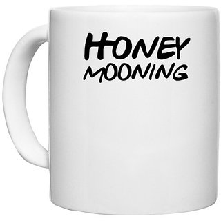                       UDNAG White Ceramic Coffee / Tea Mug 'Honey Morning' Perfect for Gifting [330ml]                                              