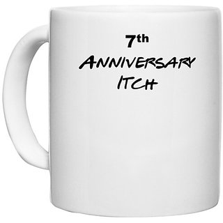                       UDNAG White Ceramic Coffee / Tea Mug '7th Anniversary' Perfect for Gifting [330ml]                                              