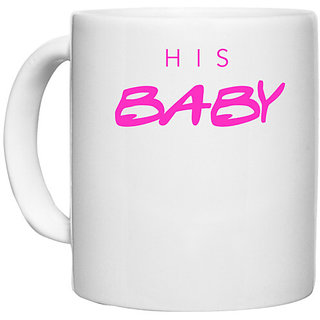                       UDNAG White Ceramic Coffee / Tea Mug 'Couple | His Baby' Perfect for Gifting [330ml]                                              