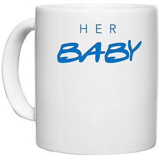                       UDNAG White Ceramic Coffee / Tea Mug 'Couple | Her Baby' Perfect for Gifting [330ml]                                              