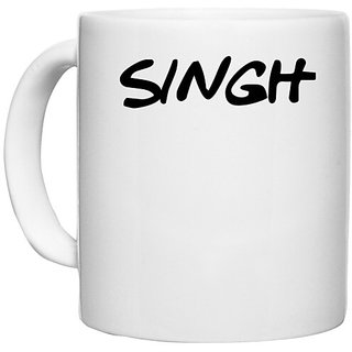                       UDNAG White Ceramic Coffee / Tea Mug 'Singh' Perfect for Gifting [330ml]                                              