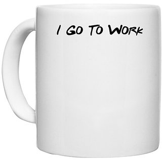                       UDNAG White Ceramic Coffee / Tea Mug 'Couple | I go to work' Perfect for Gifting [330ml]                                              
