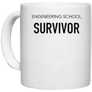                       UDNAG White Ceramic Coffee / Tea Mug 'Engineer | Engineering school Survivor' Perfect for Gifting [330ml]                                              