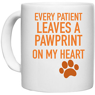                       UDNAG White Ceramic Coffee / Tea Mug 'Doctor | Every patient leaves pawprint on my heart' Perfect for Gifting [330ml]                                              