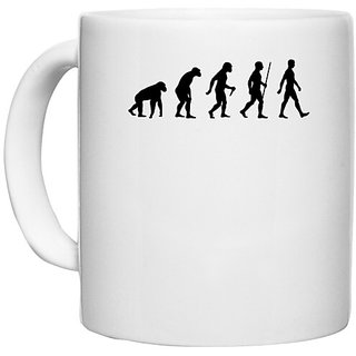                       UDNAG White Ceramic Coffee / Tea Mug 'Ancient Man' Perfect for Gifting [330ml]                                              