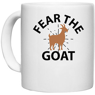                       UDNAG White Ceramic Coffee / Tea Mug 'Goat | fear the goat' Perfect for Gifting [330ml]                                              
