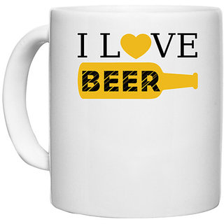                       UDNAG White Ceramic Coffee / Tea Mug 'Beer | I Love Beer1' Perfect for Gifting [330ml]                                              