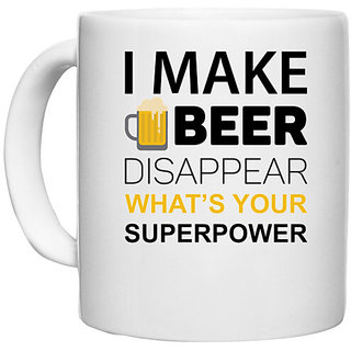                       UDNAG White Ceramic Coffee / Tea Mug 'Beer | I Make Beer' Perfect for Gifting [330ml]                                              