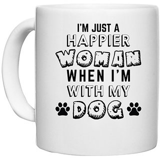                       UDNAG White Ceramic Coffee / Tea Mug 'Dog | I'm Just A' Perfect for Gifting [330ml]                                              