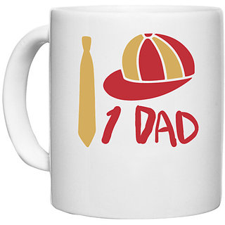                       UDNAG White Ceramic Coffee / Tea Mug 'Dad Father | 1 Dad,' Perfect for Gifting [330ml]                                              