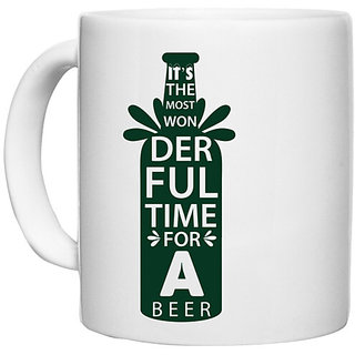                       UDNAG White Ceramic Coffee / Tea Mug 'Beer | It's the most wonderful' Perfect for Gifting [330ml]                                              