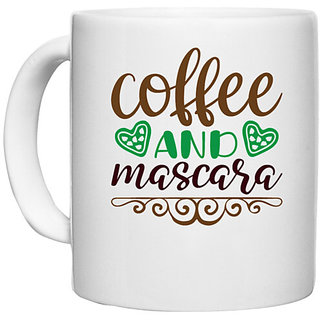                       UDNAG White Ceramic Coffee / Tea Mug 'Coffee Maskara | coffee and mascara' Perfect for Gifting [330ml]                                              