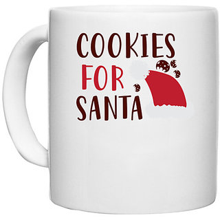                       UDNAG White Ceramic Coffee / Tea Mug 'Christmas Santa | cookies for santa' Perfect for Gifting [330ml]                                              