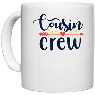                       UDNAG White Ceramic Coffee / Tea Mug 'Cousin | cousin crew' Perfect for Gifting [330ml]                                              