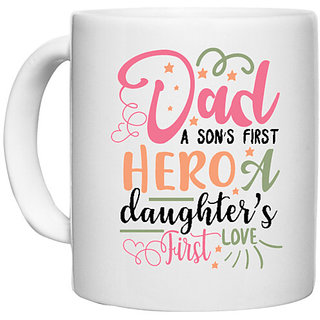                       UDNAG White Ceramic Coffee / Tea Mug 'Dad | A sons first hero' Perfect for Gifting [330ml]                                              