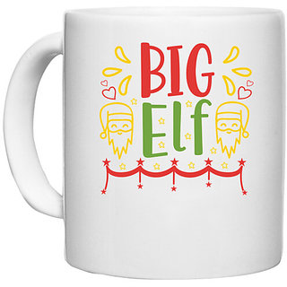                       UDNAG White Ceramic Coffee / Tea Mug 'Christmas | Big elf' Perfect for Gifting [330ml]                                              