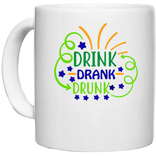                       UDNAG White Ceramic Coffee / Tea Mug 'Teacher | drink drank drunk' Perfect for Gifting [330ml]                                              