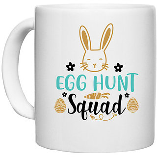                       UDNAG White Ceramic Coffee / Tea Mug 'Easter | egg hunt squad' Perfect for Gifting [330ml]                                              