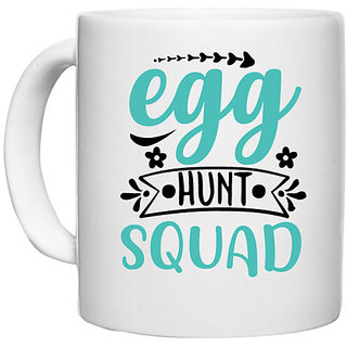                       UDNAG White Ceramic Coffee / Tea Mug 'Easter | egg hunt squaddd' Perfect for Gifting [330ml]                                              