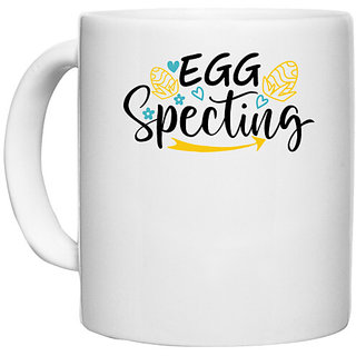                       UDNAG White Ceramic Coffee / Tea Mug 'Easter | Egg Specting 2' Perfect for Gifting [330ml]                                              