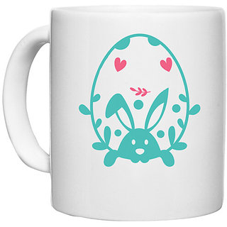                       UDNAG White Ceramic Coffee / Tea Mug 'Easter | egg specting' Perfect for Gifting [330ml]                                              