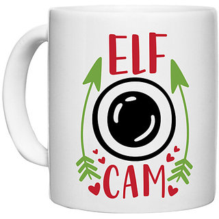                       UDNAG White Ceramic Coffee / Tea Mug 'Christmas Santa | Elf cam' Perfect for Gifting [330ml]                                              