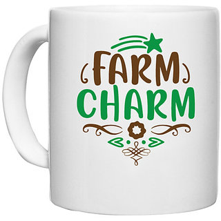                       UDNAG White Ceramic Coffee / Tea Mug 'farm charm' Perfect for Gifting [330ml]                                              
