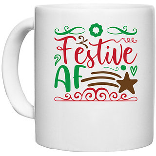                       UDNAG White Ceramic Coffee / Tea Mug 'Christmas Santa | festive af' Perfect for Gifting [330ml]                                              