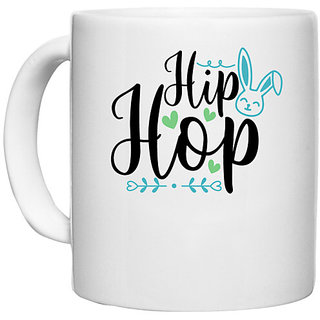                       UDNAG White Ceramic Coffee / Tea Mug 'Hip Hop' Perfect for Gifting [330ml]                                              