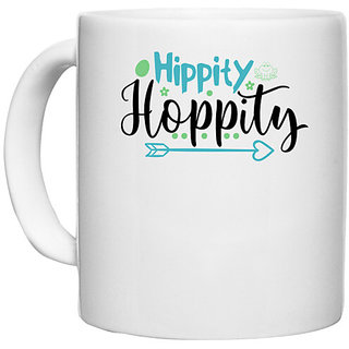                       UDNAG White Ceramic Coffee / Tea Mug 'hippity hoppity' Perfect for Gifting [330ml]                                              