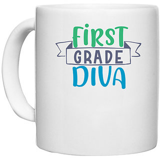                       UDNAG White Ceramic Coffee / Tea Mug 'School Teacher | first grade divaa' Perfect for Gifting [330ml]                                              