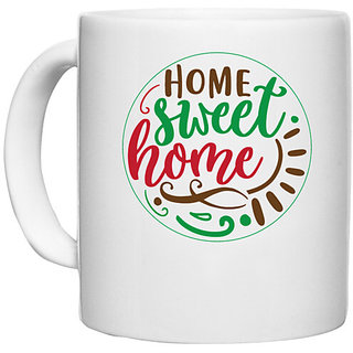                       UDNAG White Ceramic Coffee / Tea Mug 'Home | home sweet home' Perfect for Gifting [330ml]                                              