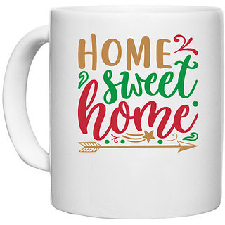                       UDNAG White Ceramic Coffee / Tea Mug 'Home | home sweet homee' Perfect for Gifting [330ml]                                              