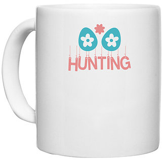                       UDNAG White Ceramic Coffee / Tea Mug 'hunting season' Perfect for Gifting [330ml]                                              