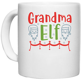                       UDNAG White Ceramic Coffee / Tea Mug 'Christmas Santa | Grandma elf' Perfect for Gifting [330ml]                                              