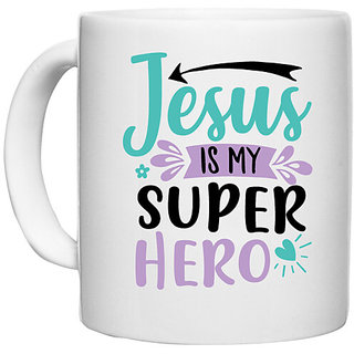                       UDNAG White Ceramic Coffee / Tea Mug 'Christmas Santa | is my superhero' Perfect for Gifting [330ml]                                              