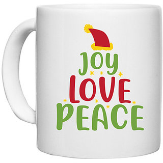 UDNAG White Ceramic Coffee / Tea Mug 'Christmas | joy love peace' Perfect for Gifting [330ml]