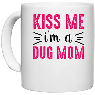                       UDNAG White Ceramic Coffee / Tea Mug 'Mother | Kiss me' Perfect for Gifting [330ml]                                              